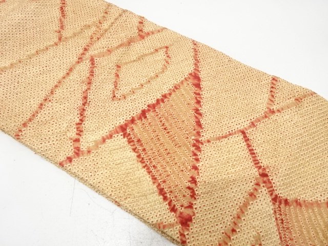 JAPANESE KIMONO / ANTIQUE NAGOYA OBI / SILK / ALL SHIBORI / GEOMETRIC PATTERN